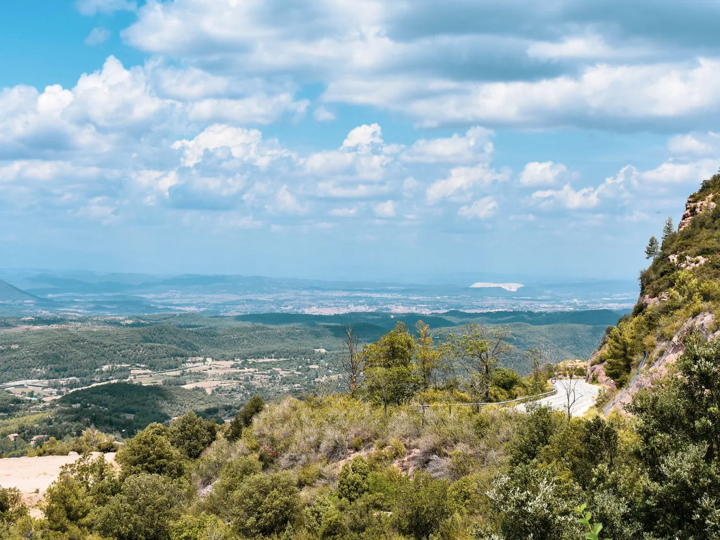 A hiking trail and viewpoint above Montserrat looking over the valley
